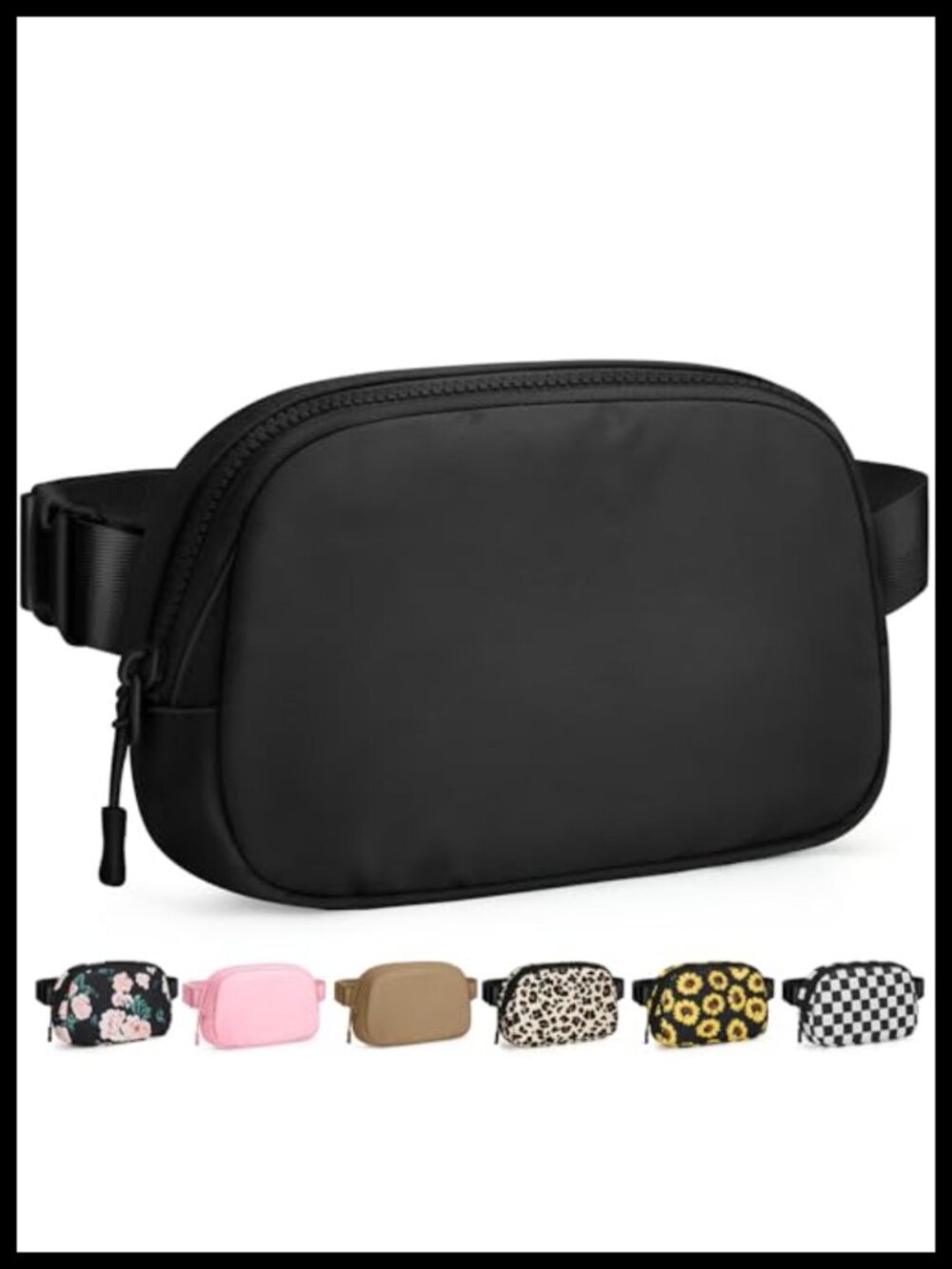 Water Resistant Polyester Fanny Pack Crossbody Belt Bag with Zipper Back Pocket